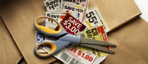 coupons-scissors-brown-bag